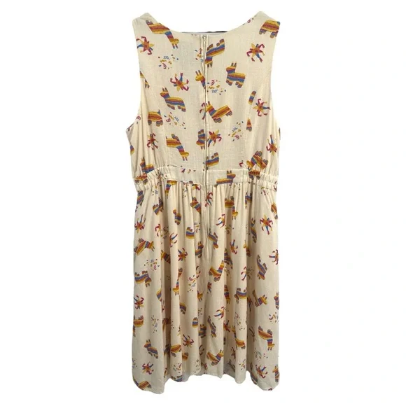 Modcloth Keeping On Cutout Pinata Print Dress A-Line Llama Rainbow Cream Size 1X - Picture 8 of 11
